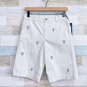 Vineyard Vines Lax Stick Head Breaker Shorts Stone Beige Cotton Youth Boys 14